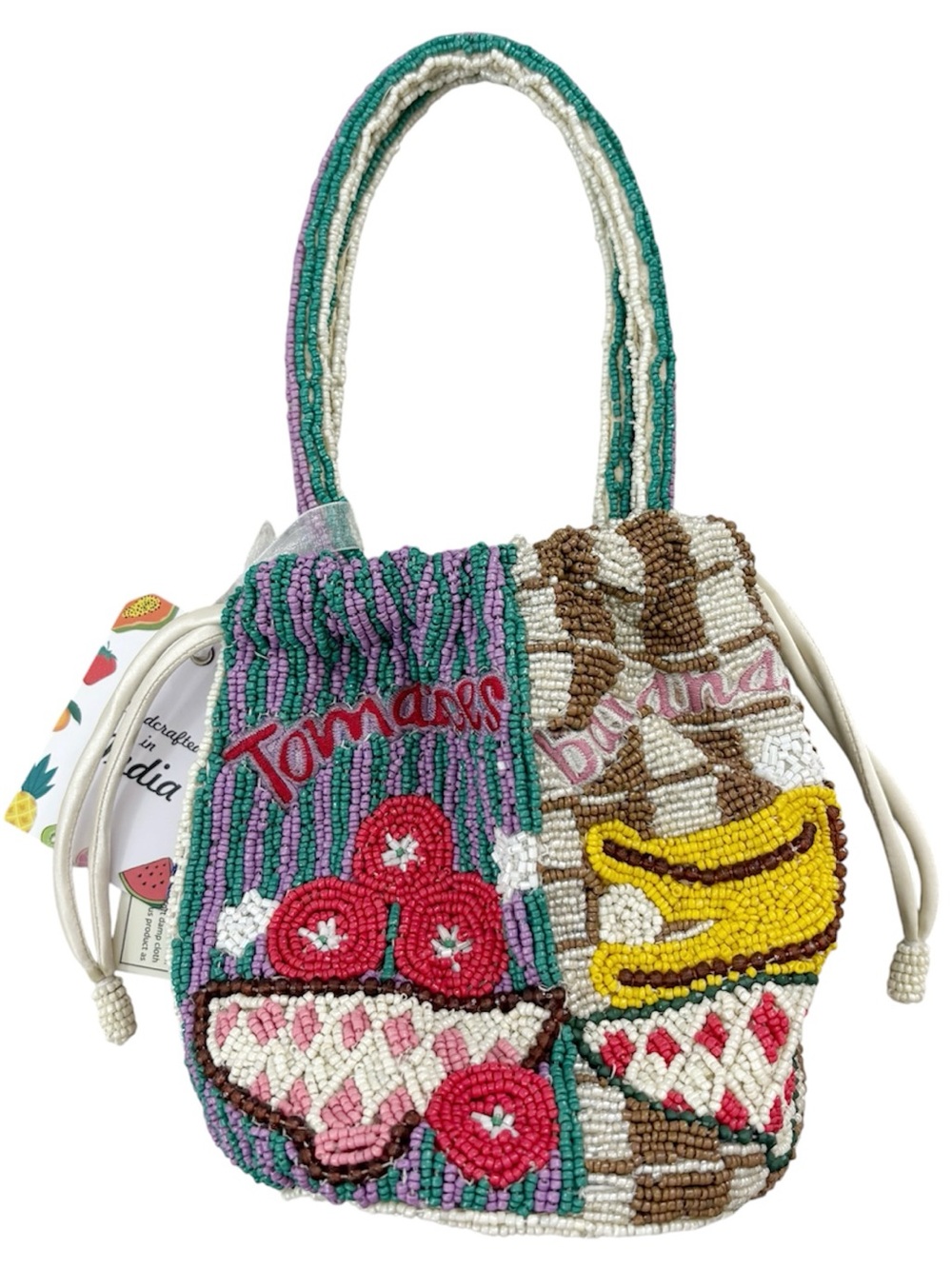 NWT Handcrafted in India Beaded Fruit Handbag